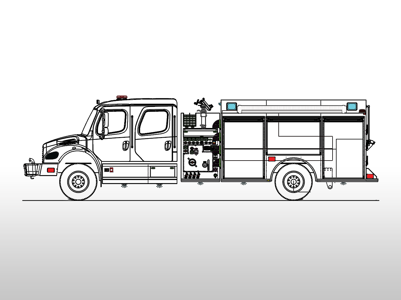 225068 Freightliner Custom Pumper Driver Side Drawing